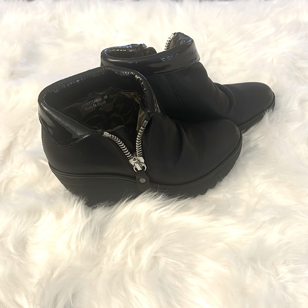 Fly London Black Wedge Booties